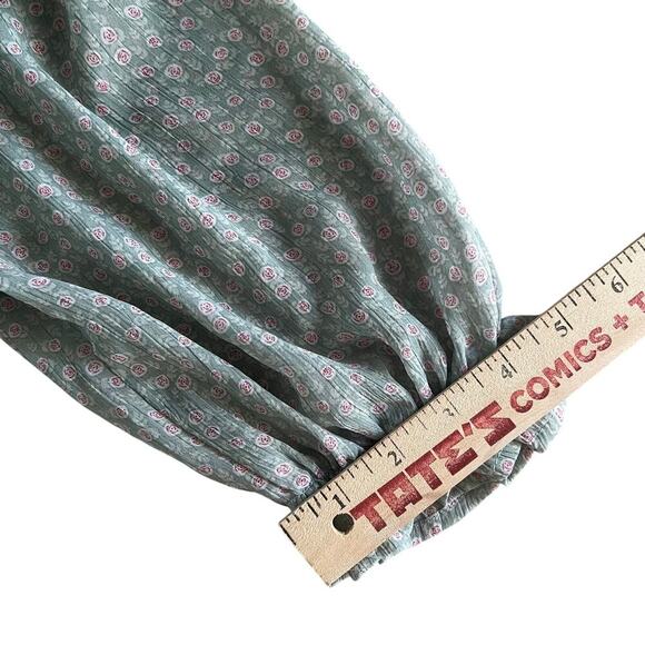 Trixxi Women’s Green Floral Mini Dress, Size M, Puff Sleeve, Smocked Waist Lined - Picture 7 of 10